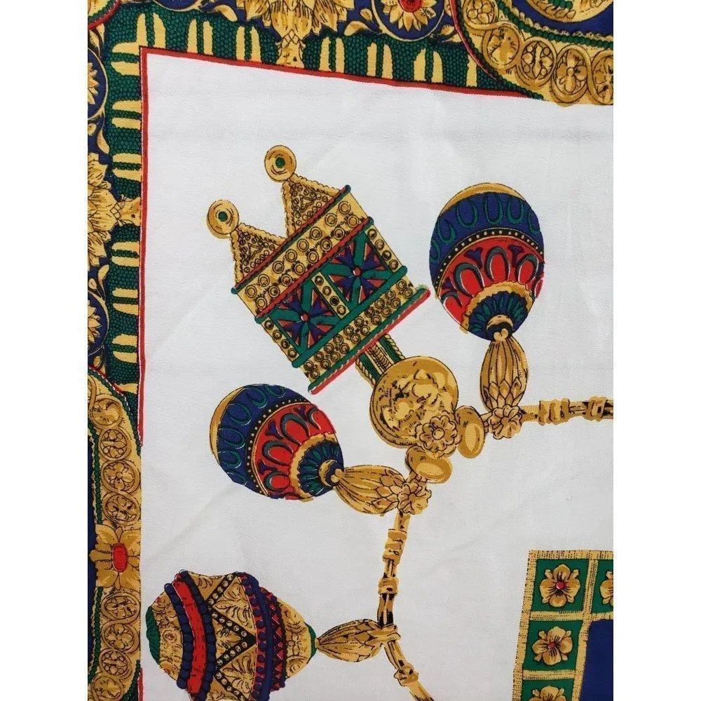 Vintage Red Gold Blue 100% Pure Silk Hand Rolled‎ From China Ladies Headscarf